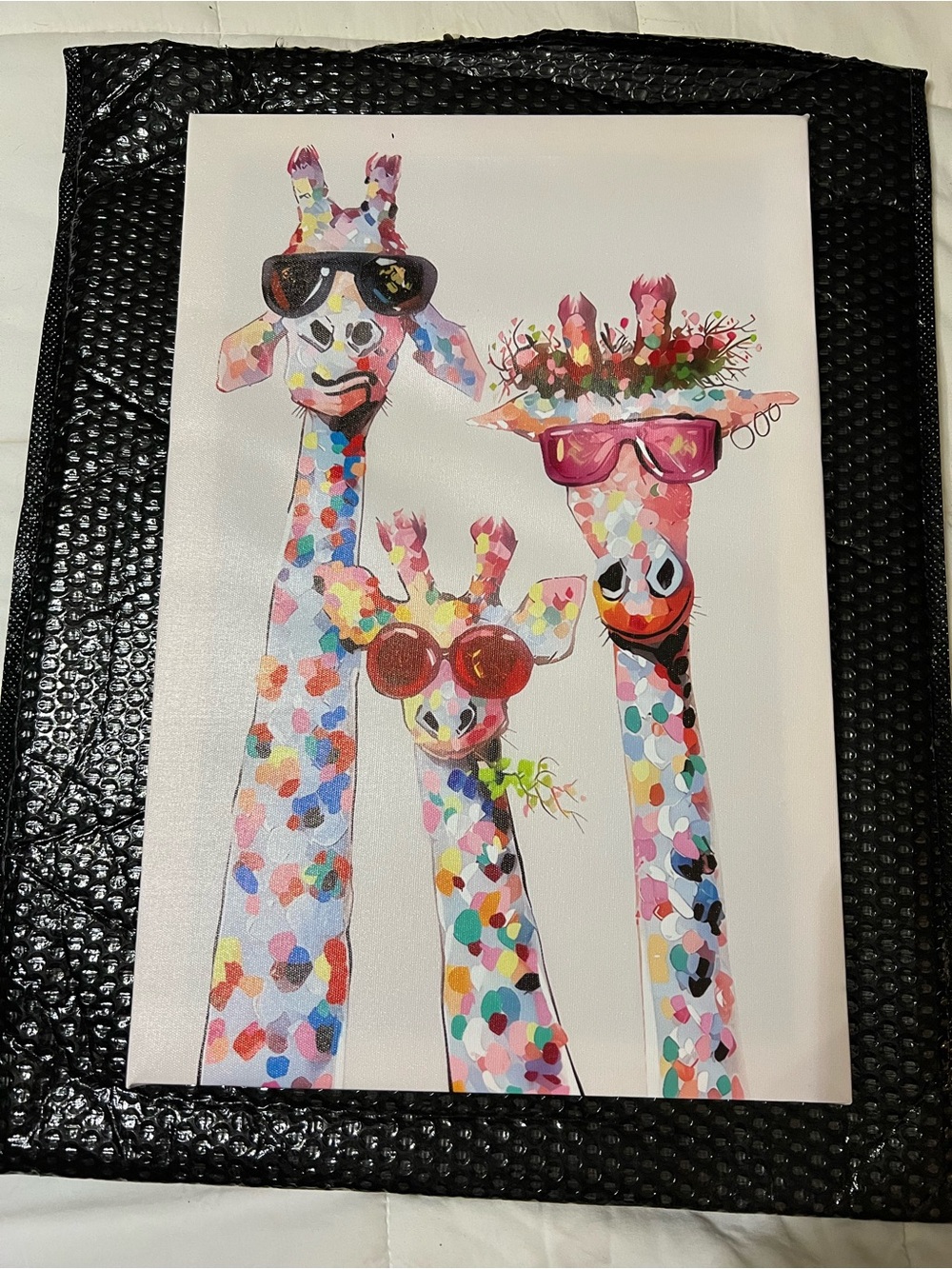 Source Unknown Colorful Giraffe Trio Canvas Art - Multicolor 12x18